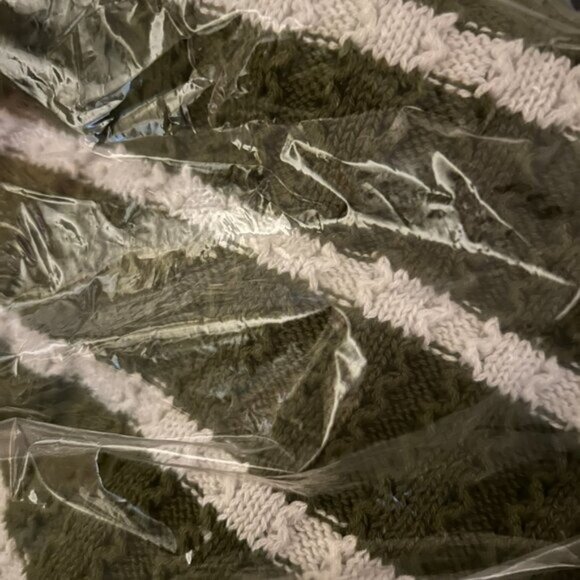 NWOT Joan Rivers Olive Striped Cotton Crochet Sweater Tank L - Picture 13 of 15